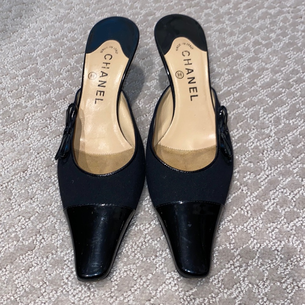 Authentic Chanel Kitten Heel mules